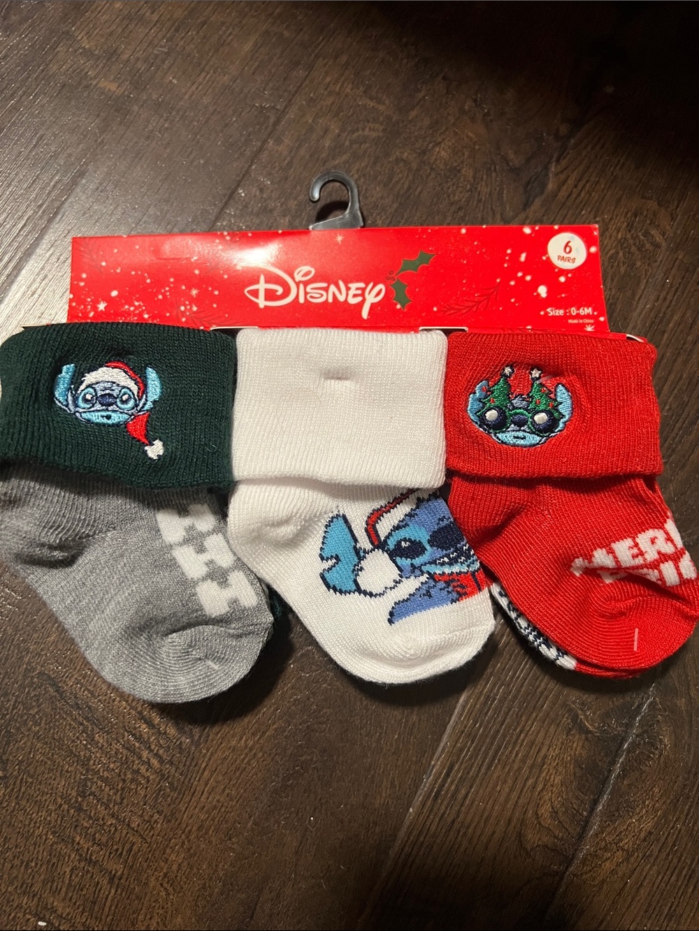 Disney Baby Stitch Holiday Sock Set - Red, Green, White, Gray